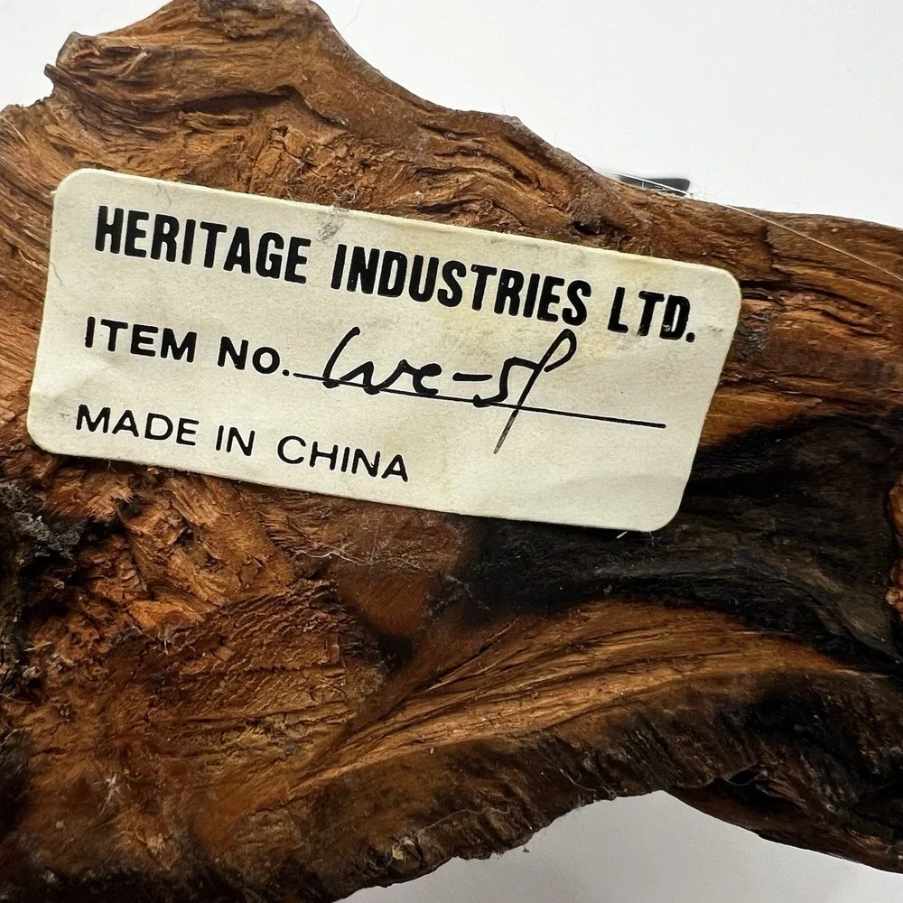 Vtg Hand Carved Wood Bird Numbered on Driftwood Heritage Industries Chickadee?